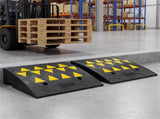 2 Pcs Heavy Duty Rubber Curb Ramp with Drain Channel & Reflective Strips for Driveway - M 57470856