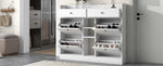 ZUN Modern Shoe Cabinet with 4 Flip Drawers, Multifunctional 2-Tier Shoe Storage 29912533