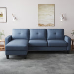 ZUN Living Room Furniture with Polyester Fabric L Shape Couch Corner Sofa for Small Space Blue W1097P178039