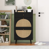 Rattan, Allen 2 door 1 drawer cabinet, shoe rack, double layer, suitable for entrance W688141535