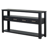 U_STYLE Modern Console Table Sofa Table for Living Room with 4 Drawers and 2 Shelves GL-N711P234484B