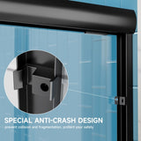 60" W x 57" H Aluminum Frame Double Sliding Shower Door, Soft-Close Matte Black Bathtub Door, 1/4" W3377P308205