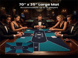 70"35" 10-Player XL Poker Table Mat, Non-Slip Rubber Base Spill-Proof Multi-Spandex Table Top with 18695433