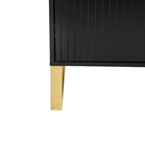 TREXM Modern sideboard with Four Doors, Metal handles & Legs and Adjustable Shelves Kitchen Cabinet WF295368AAB