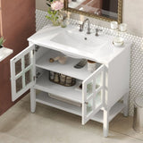 36" Bathroom Vanity with Ceramic Sink, Bathroom Vanity with Adjustable Shelf and Open Shelf, with N817P286249W
