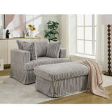 47.7'' Oversized Corduroy Chaise Longue with Ottoman, Deep Seat Reclining Chair Sofa, W1628P206065