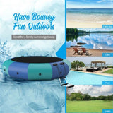 10 Feet Floating Water Trampoline - 330 lbs Capacity, Durable PVC/Oxford Cloth, with 500W Inflator & 93091200