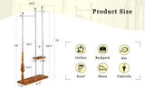 70" Industrial Coat Rack, Solid Wood & Silver Stainless Steel Clothing Rack, Double Layer Hanger for W2920P276826