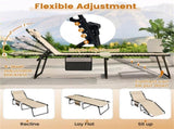 Oversized Patio Chaise Lounge, 27" Wide 4-Position Adjustable Backrest Folding Tanning Chair-Beige 16283280