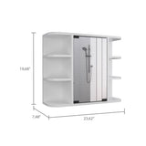 Milan Medicine Cabinet, Six External Shelves Mirror, Three Internal Shelves -White B20091958
