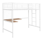 ZUN Twin Metal Loft Bed with Desk and Metal Grid,White 23730514