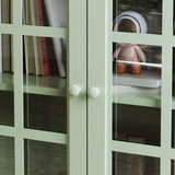 Minimalism Buffet Cabinet with Double Glass Doors and Drawer, Modern Wooden Storage Sideboard W2557P262926