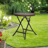 Outdoor Side, Round Rattan Patio Side, Small Foldable Wicker with Tempered Glass 35386669