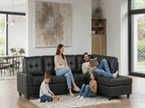 Modern Upholstered Sectional Sofa with Reversible Chaise, Black, Large Seating, Supportive Foam B2771P498538