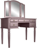Bedroom Contemporary Vanity Set w Foldable Mirror Stool Drawers Rose Gold Color HS00F4060-ID-AHD