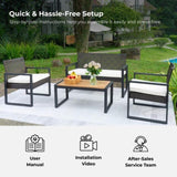 4-Piece Patio Furniture Set Outdoor Balcony Porch Garden Backyard Lawn Furniture Acacia Wood Table W2391P149819