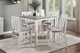 5-Piece Pack Counter Height Set Weathered Gray and White Table and Fabric Upholstered 4 Chairs B011115369