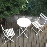 3 Piece Patio Bistro Set of Foldable Round Table and Chairs, White W1586P143153