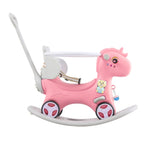 ZUN Rocking Horse Toddlers , Balance Bike Ride On Toys with Push Handle, Backrest and Balance Board 55262225