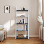 ZUN 5-Tier Shelves,Bookshelf, Storage Rack, Bookcase with Rubber Wood Frame, Ladder Shelf for Living W2582P195346