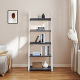 ZUN 5-Tier Shelves,Bookshelf, Storage Rack, Bookcase with Rubber Wood Frame, Ladder Shelf for Living W2582P195346