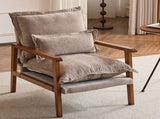 Cloud Shaped Indoor Leisure Chair Solid Wood Armrest, Metal Frame, Chenille Fabric Accent Chair 32203558