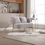 ZUN COOLMORE Polyester Accent sofa Modern Upholstered Armsofa Tufted Sofa with Metal Frame, Single W1539140088