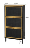 ZUN 3 Metal Door Shoe Rack, Freestanding Modern Shoe Storage Cabinet, Metal rattan, for Entryway W688134109