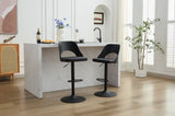 ZUN Bar Stools Set of 2 Modern Black PU Counter Height Barstool, High Padded Swivel Adjustable Barstools W794P193331