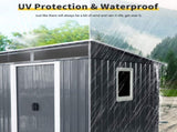 6ft x 5ft Outdoor Metal Storage Shed with Window and Transparent plate for Garden, Lawn 05828661