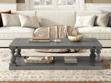 Vintage Coffee Table Featuring Artistic Vase Column Legs and Luxurious Pine Veneer for N711P256967E
