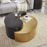 ZUN Modern & Contemporary Style Coffee Table Made with Iron Sheet Frame in Black & Gold B009140738