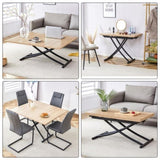 Modern minimalist multifunctional lift table with 0.8-inch MFC tabletop and black metal legs, can be W1151P149702