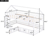 Twin over Twin House Bunk Bed with Fence and Door, White WF313047AAK