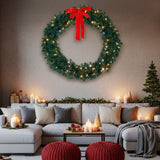 60in Pre-lit Christmas Wreath, Lighted Artificial Xmas Wreath with 220 Warm & Multi-color Lights and 16380976