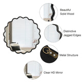 Solid Wood Wavy Mirror-Black Mirror Wall Decor 31" x 31" Modern Mirror Wall Decor for Bathroom, W1445P189599