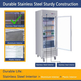 27"W Commercial Refrigerator Single Glass Door Stainless Steel Display Refrigerator 18.68 Cu.ft. N818P191850S