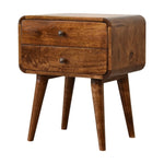 ZUN Artisan Furniture Solid Wood Curved Chestnut nightstand B182P280808