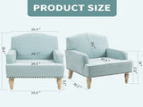 Modern Accent Chair with Retro Wooden Legs & Nailhead Trim, Small Fabric Club Chair, Comfy W3042P262915