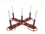 Wooden Ring Toss Game with Storage Bag, Tool-Free Assembly Outdoor Yard Game with Hemp Rope Rings, 55907238