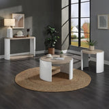 Oak and White High Gloss End Table with Sled Base B062P209137