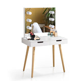 ZUN Wooden Vanity Table Makeup Dressing Desk with LED Light,dressing table with USB port,White 94258241