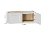 Solid Wood Shaker Short Wall Cabinet 30"W x 12"D x 15"H, Painted White, Ready-to-Assemble T2950P479299