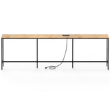 94.49"x7.87"x31.10" Console Table, MDF with Melamine Veneer & Iron Frame, with Power Outlet, Oak 17123848