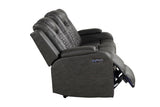 LED & Power Reclining Loveseat Made With Faux Leather in Black 659436023932