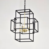 4-Light Metal Lantern Tiered Pendant Hanging Light Fixtures, Industrial Farmhouse Adjustable Height W1592P247685