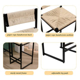 Creamy White Paper Rope Woven Bar Stools Set of 2 Hand Weave Counter Stool with footrest for Kitchen W1757138689