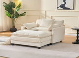 39.4" Modern Accent Chair with Ottoman, Living Room Club Chair Chenille Upholstered Armchair , W3244P392643