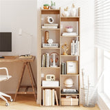 25.5" x 8" x 64" Wooden Bookcase with Anti-Tipping Kits - Natural 74681126