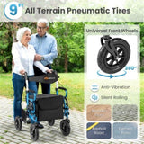 New 2-in-1 Foldable Rollator Walker with 9 Inch Pneumatic Tires 84587751